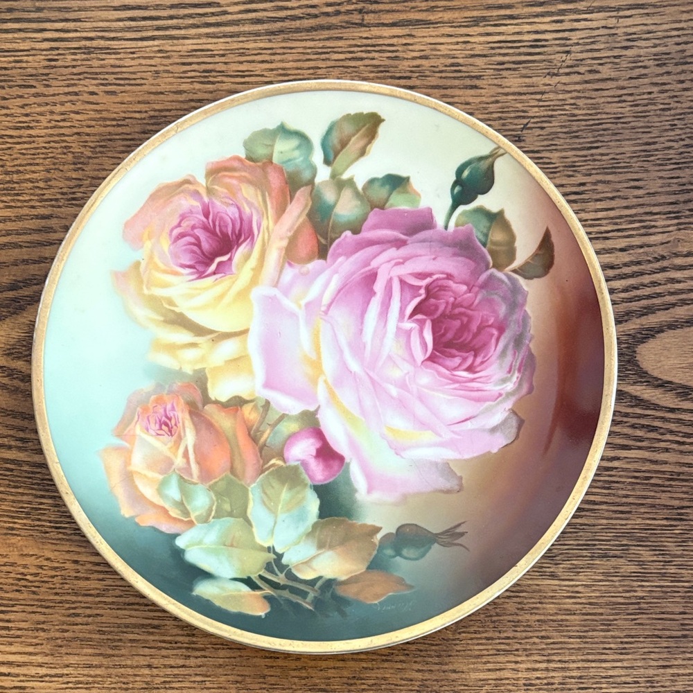 Thomas Sevres Bavaria Hand Painted Roses Plate